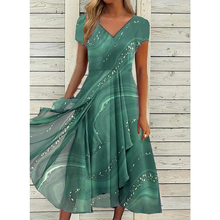 Josephine™ | Elegant V-Neck Midi Dress